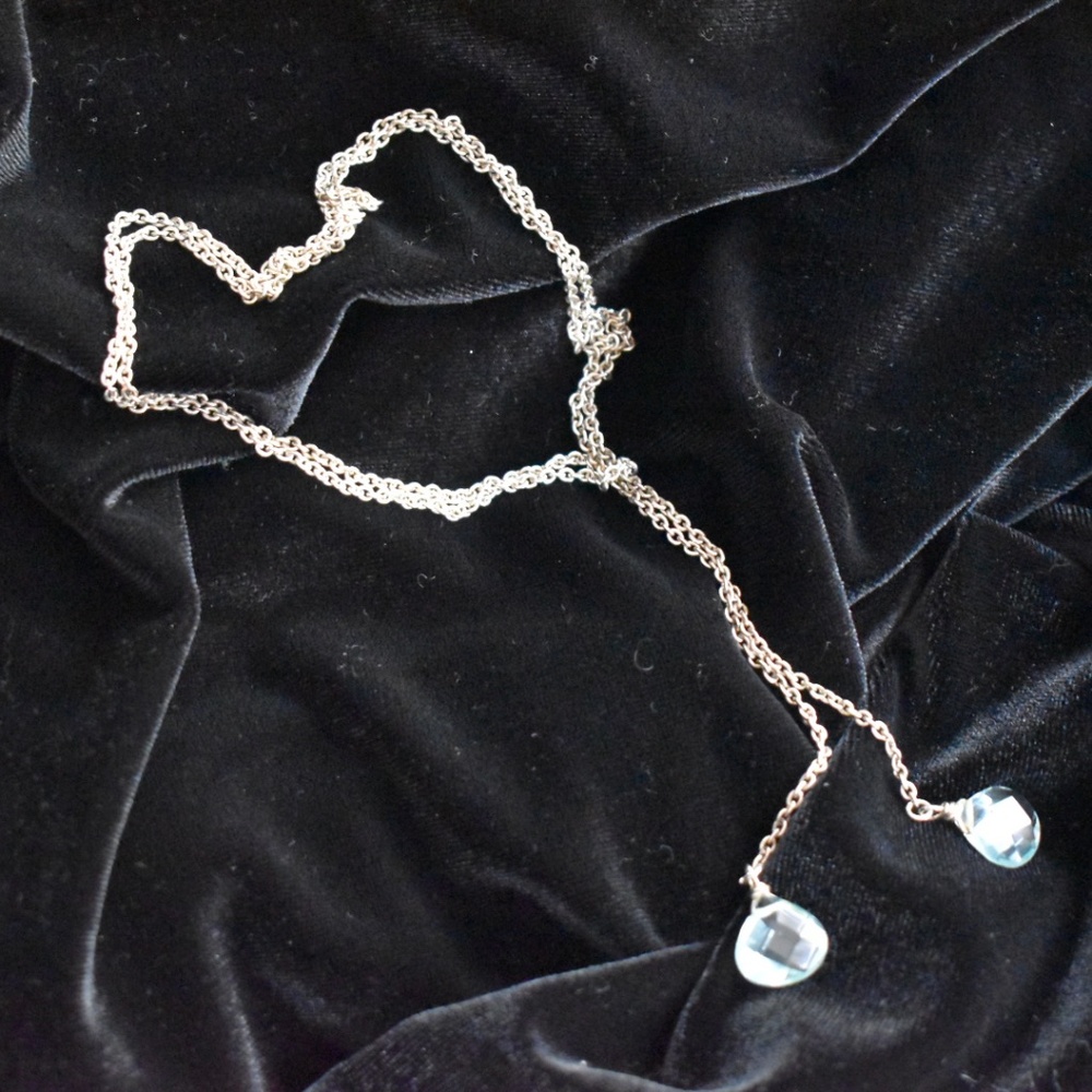 Sterling Silver Blue Topaz Lariat Necklace